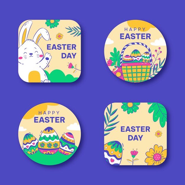 Hand drawn easter labels collection