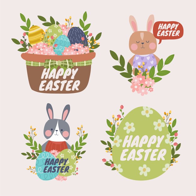 Hand drawn easter labels collection