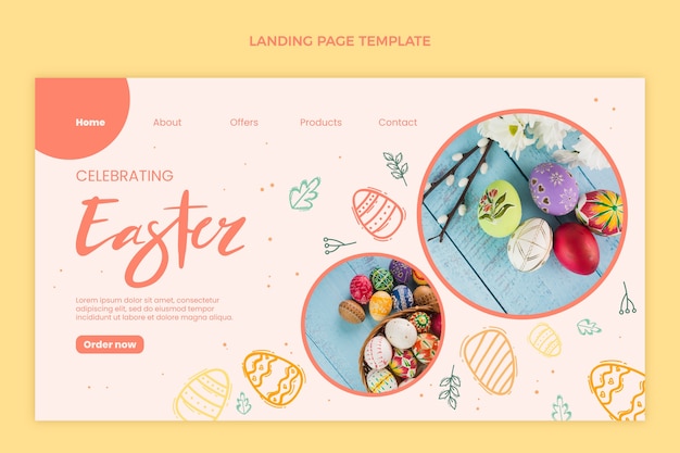 Free vector hand drawn easter landing page template