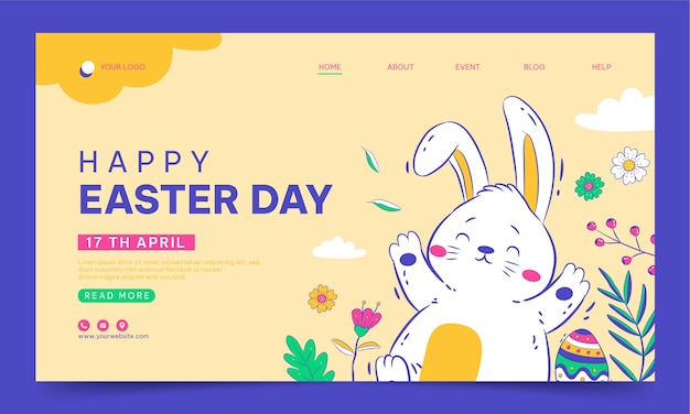 Free vector hand drawn easter landing page template