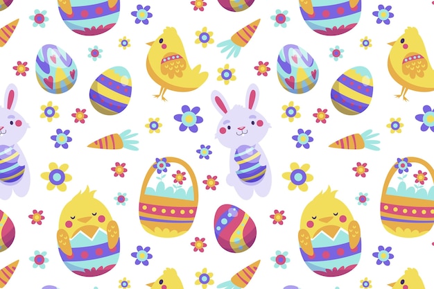 Free vector hand-drawn easter pattern