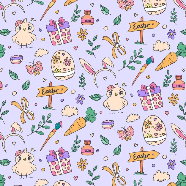 Hand drawn easter pattern