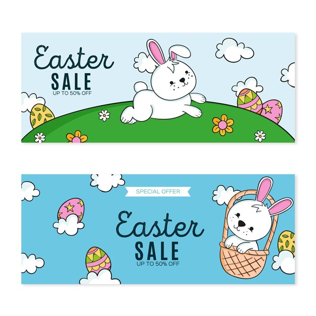 Hand drawn easter sale banner