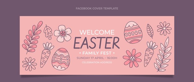 Free vector hand drawn easter social media cover template