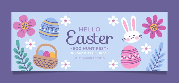 hand drawn easter social media cover template