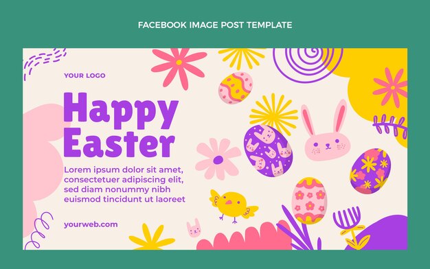 Hand drawn easter social media post template