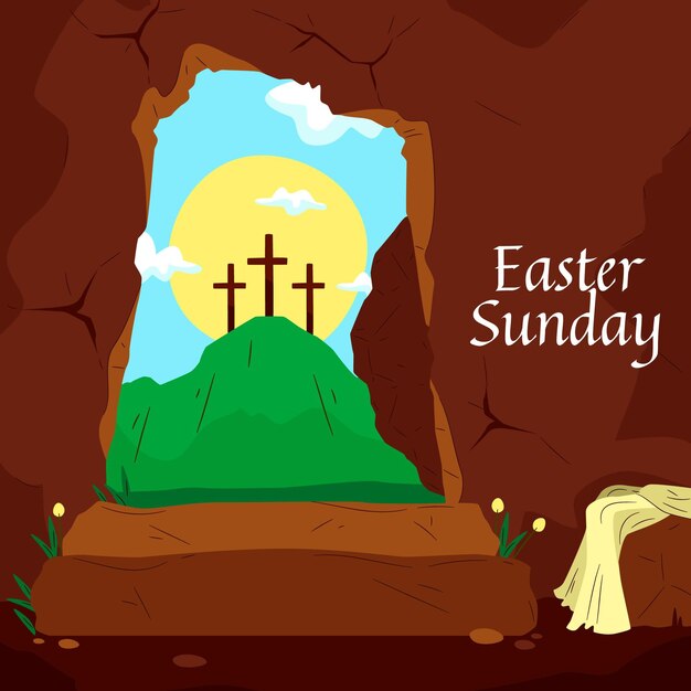 Hand-drawn easter sunday illustration