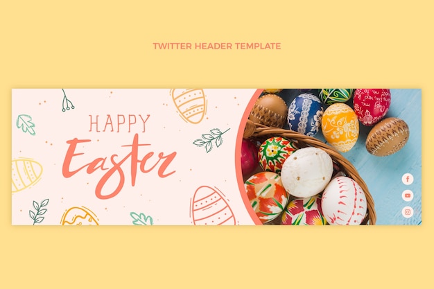 Vettore gratuito intestazione di twitter di pasqua disegnata a mano