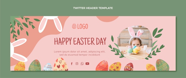 Intestazione di twitter di pasqua disegnata a mano