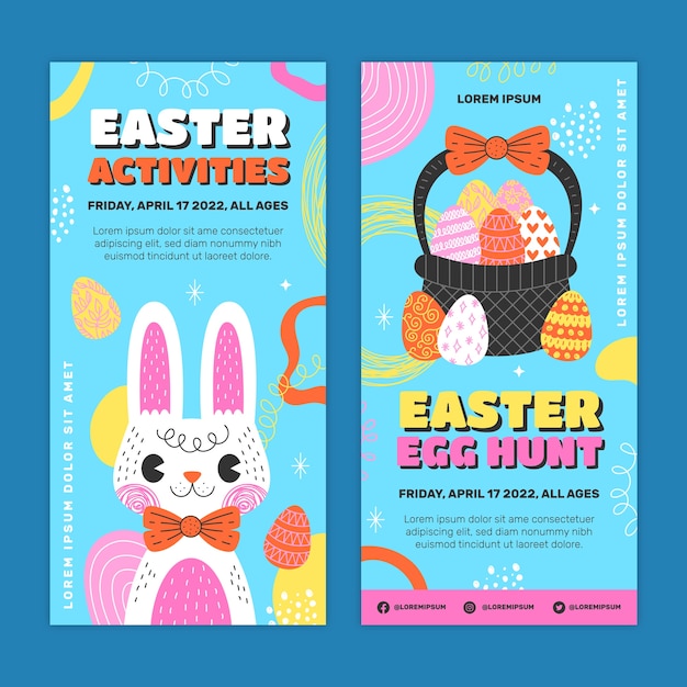 Hand drawn easter vertical banners set