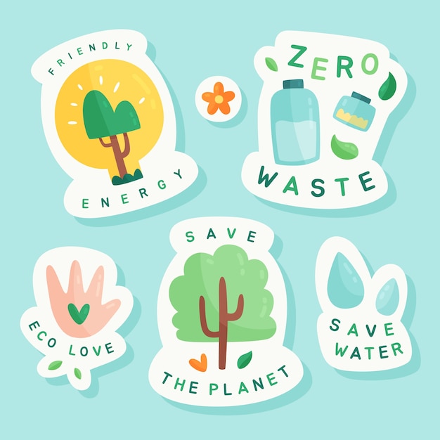 Free vector hand drawn eco badge collection