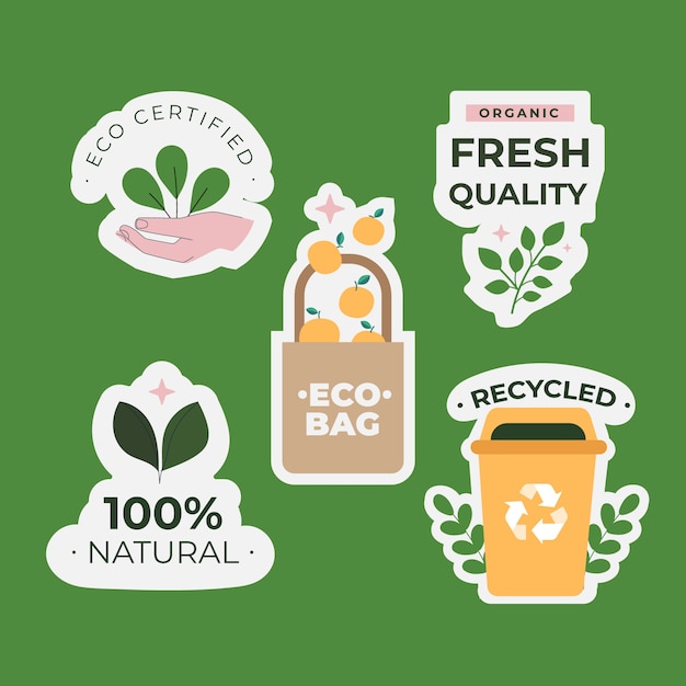 Free vector hand drawn eco badge collection