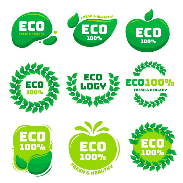 Hand drawn eco badge pack