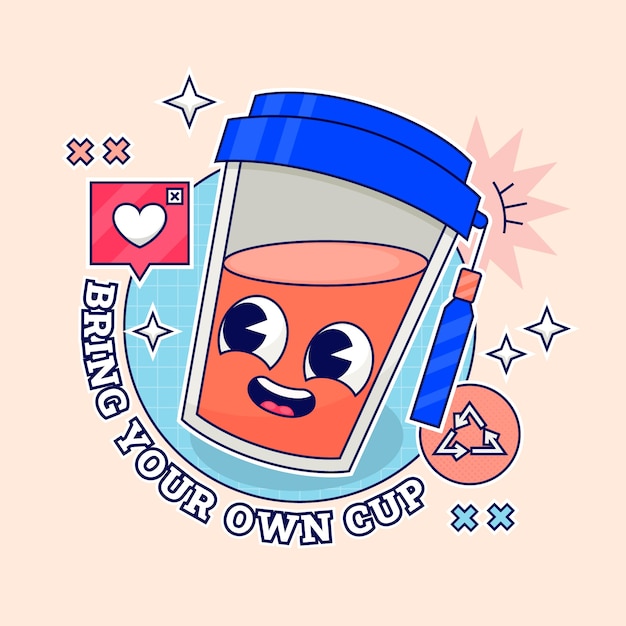 Free vector hand drawn eco cup illustration