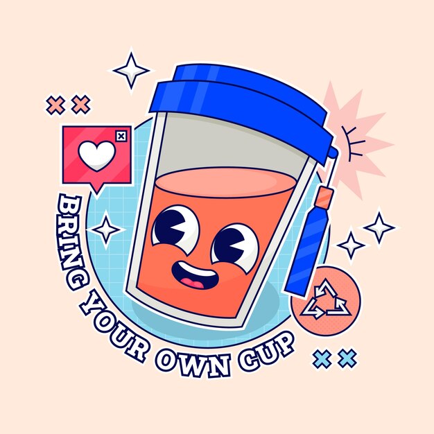 Hand drawn eco cup illustration