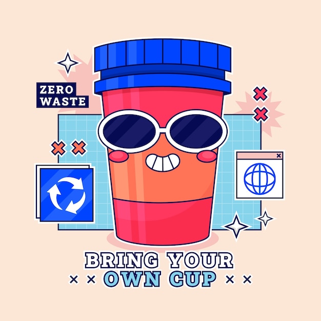 Free vector hand drawn eco cup illustration