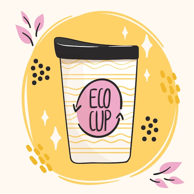 Free vector hand drawn eco cup illustration