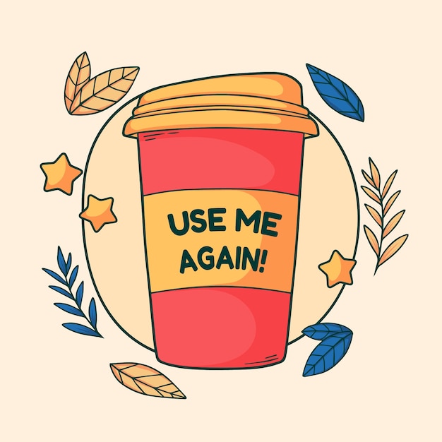 Free vector hand drawn eco cup illustration