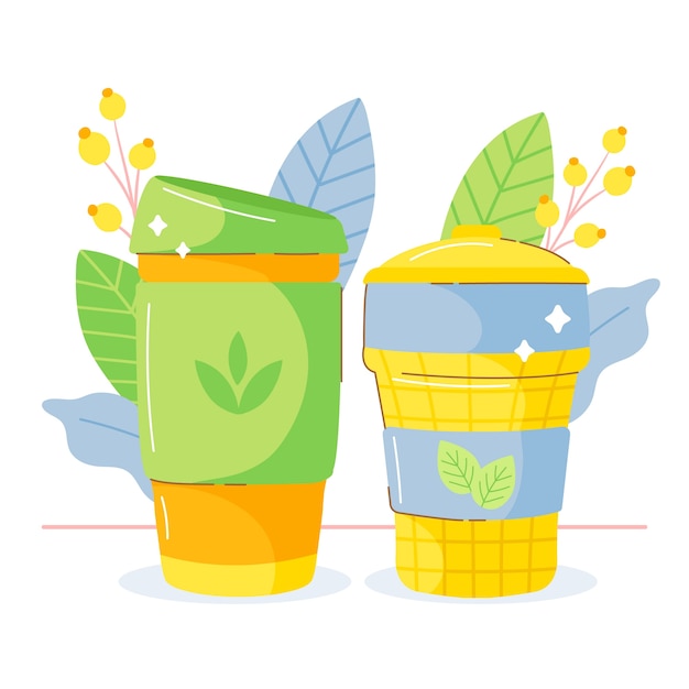 Hand drawn eco cup illustration