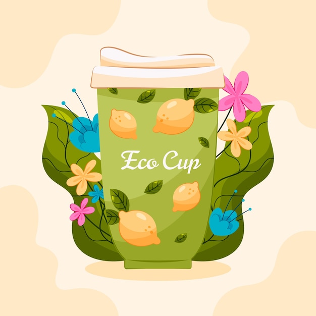 Free vector hand drawn eco cup illustration