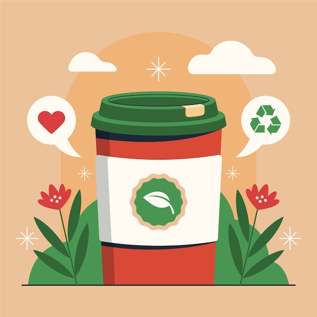 Hand drawn eco cup illustration