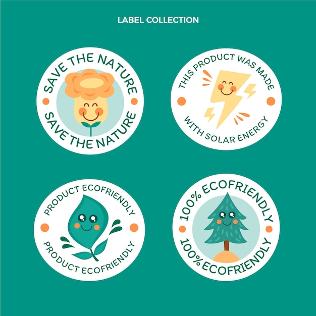 Free vector hand drawn eco friendly labels