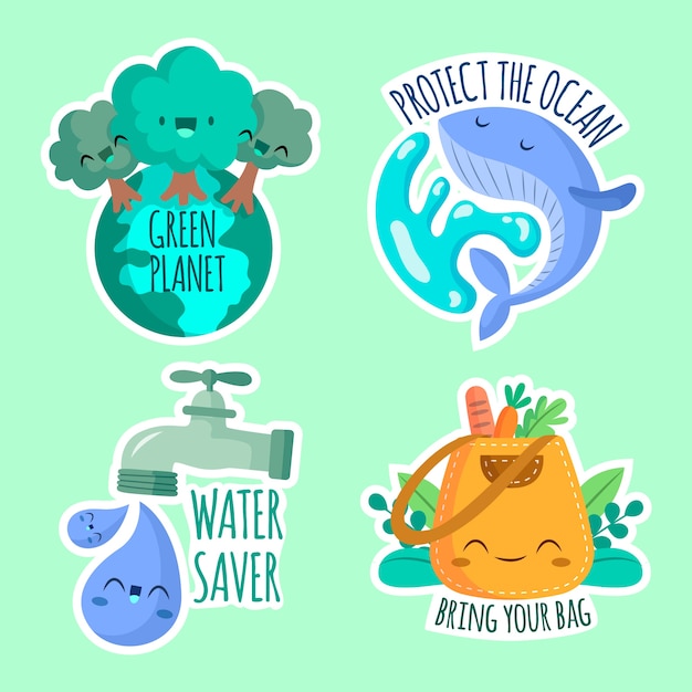 Free vector hand-drawn ecology badge theme