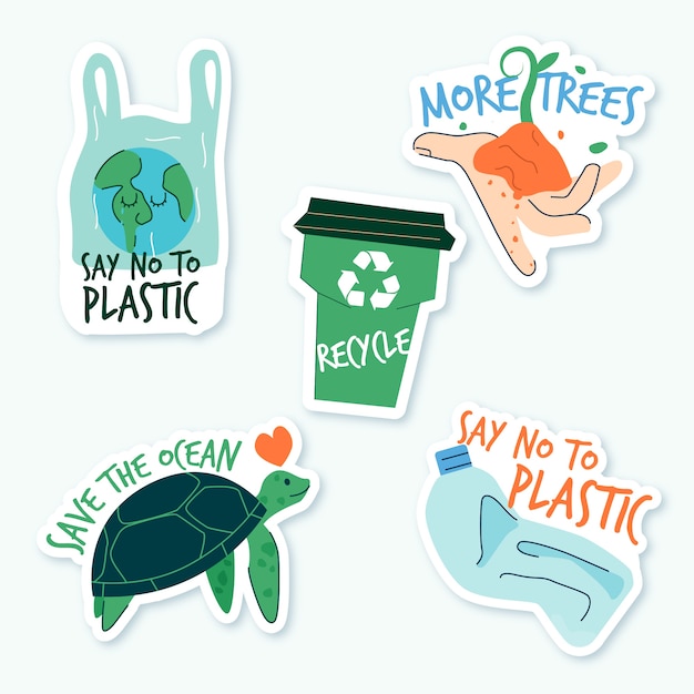 Free vector hand drawn ecology badges concept
