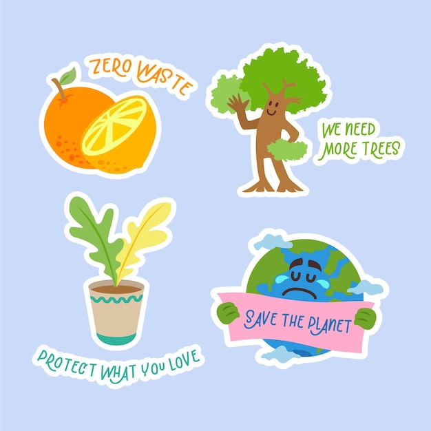 Free vector hand drawn ecology badges set