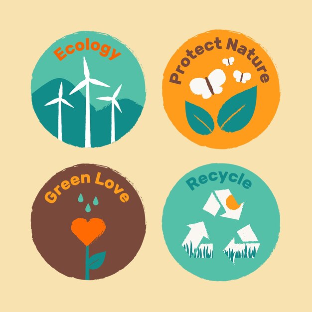 Free Vector hand drawn ecology badges