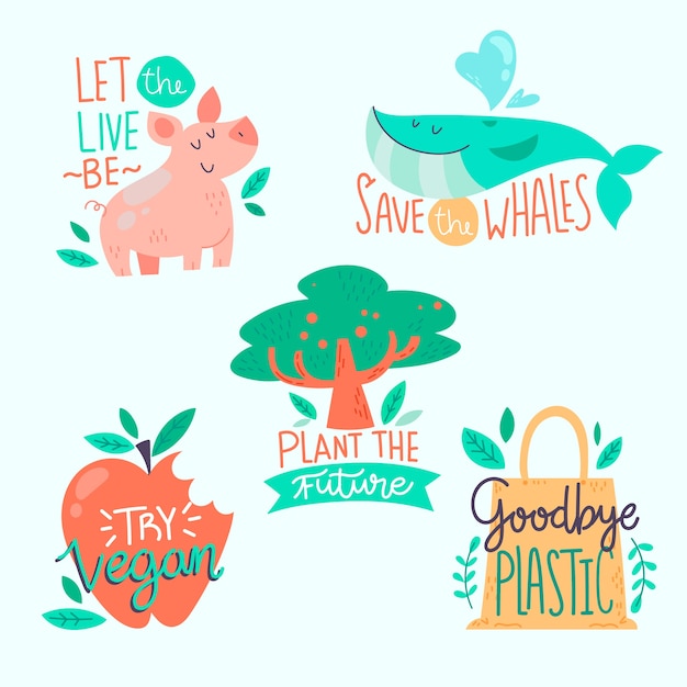 Free vector hand drawn ecology badges