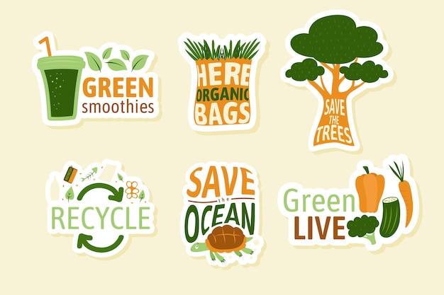 Free vector hand drawn ecology badges