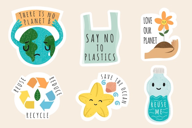 Free vector hand drawn ecology badges