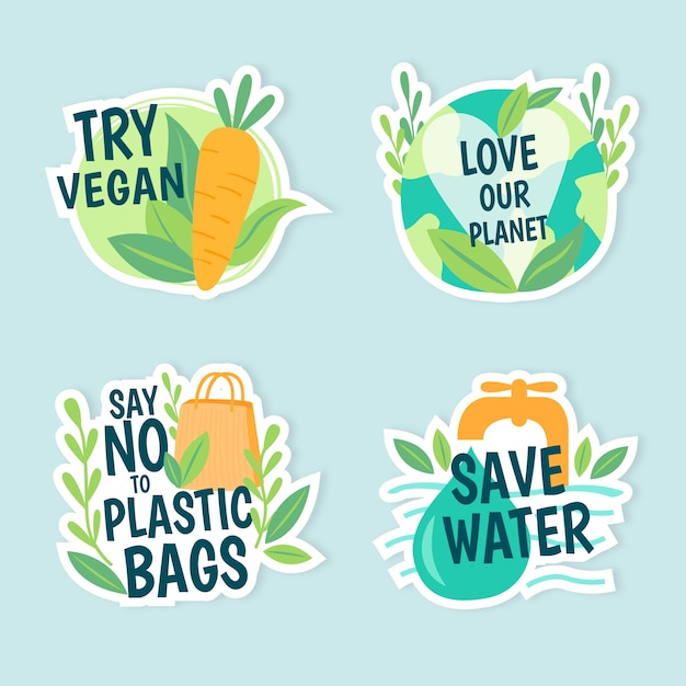 Free vector hand drawn ecology badges