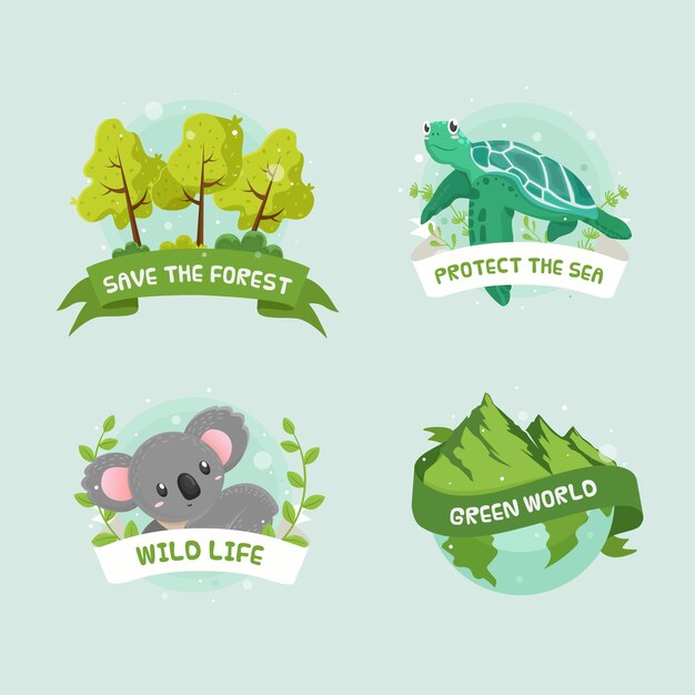 hand drawn ecology badges