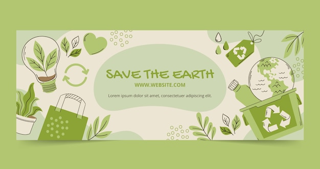 Hand drawn ecology concept facebook cover