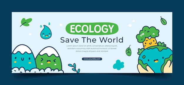 Vettore gratuito copertina di facebook del concetto di ecologia disegnata a mano