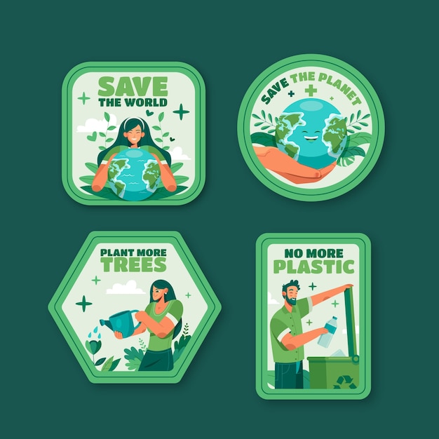 Free vector hand drawn ecology concept labels