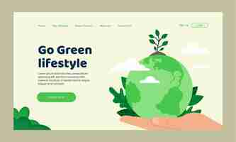無料ベクター 手描きのエコロジーコンセプトランディングページテンプレート
