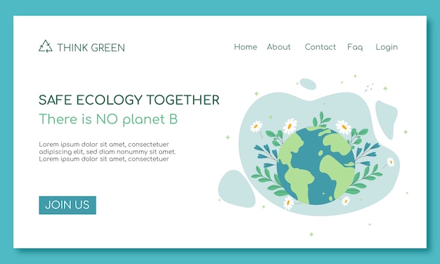 Hand drawn ecology concept landing page template