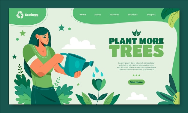 Hand drawn ecology concept landing page