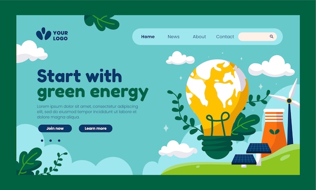 Free vector hand drawn ecology concept landing page