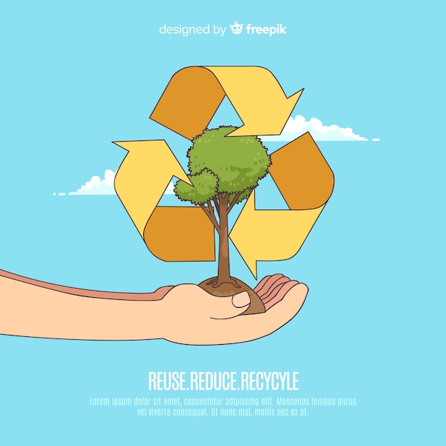 Free vector hand drawn ecology concept with natural elements