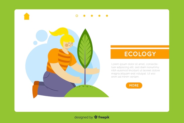 Vettore gratuito modello di pagina di destinazione ecologia disegnata a mano
