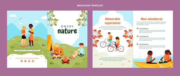 Modello di brochure di ecoturismo disegnato a mano