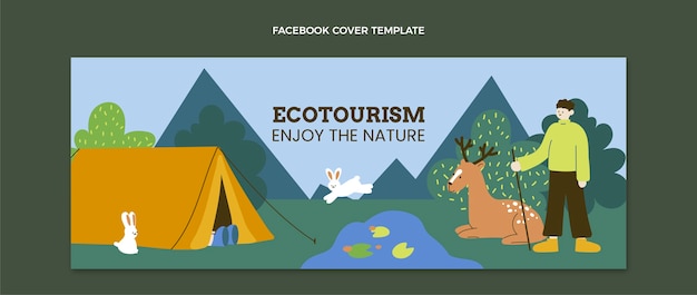 Vettore gratuito copertina facebook di ecoturismo disegnato a mano