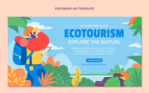 Vettore gratuito modello facebook di ecoturismo disegnato a mano