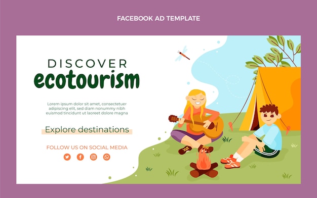 Free vector hand drawn ecotourism facebook template