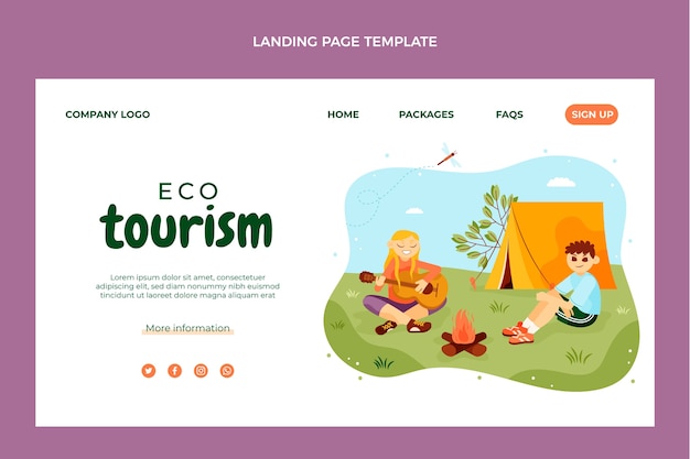Free vector hand drawn ecotourism landing page