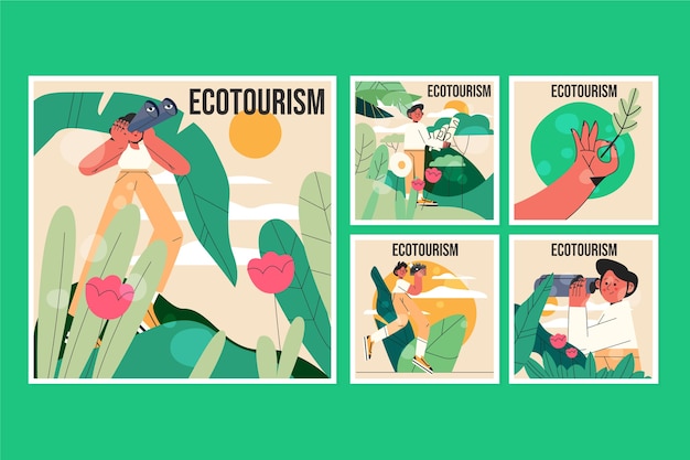 Vettore gratuito modello di ecoturismo disegnato a mano